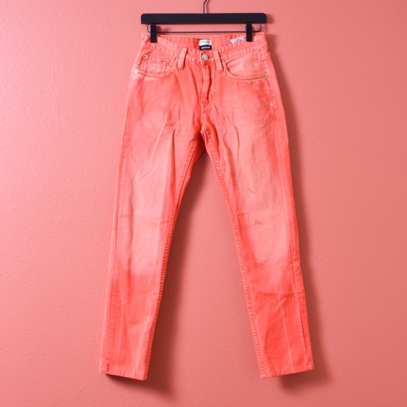 Chevignon Vintage 57 Slim Straight Orange Jean Pan - Picture 1 of 7